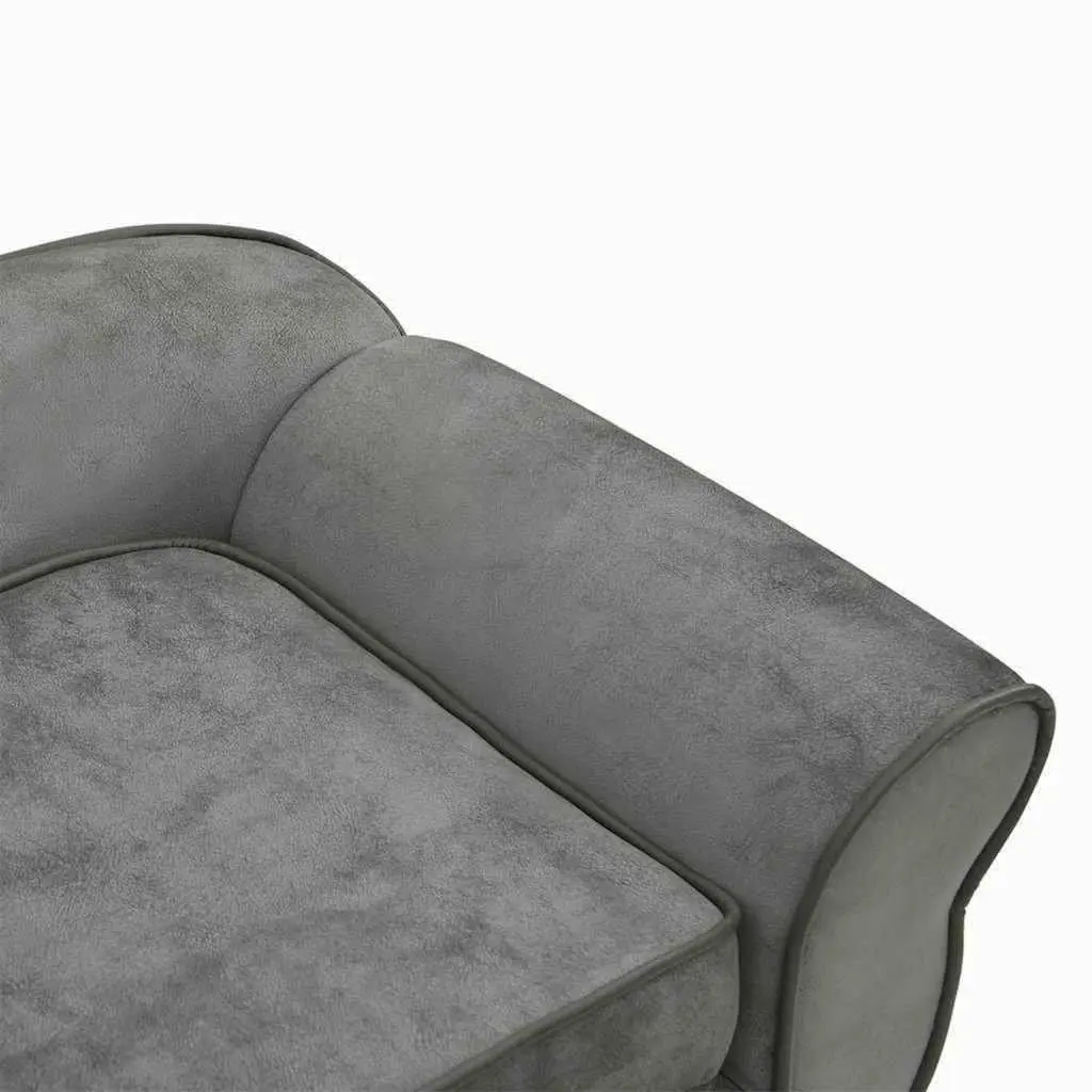 Dog Sofa Plush Cushion Wooden Frame Grey 72 x 45 x 30 cm
