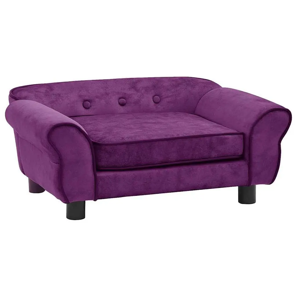 Dog Sofa Plush Cushion Bed for Small Pets Purple 72 x 45 x 30 cm