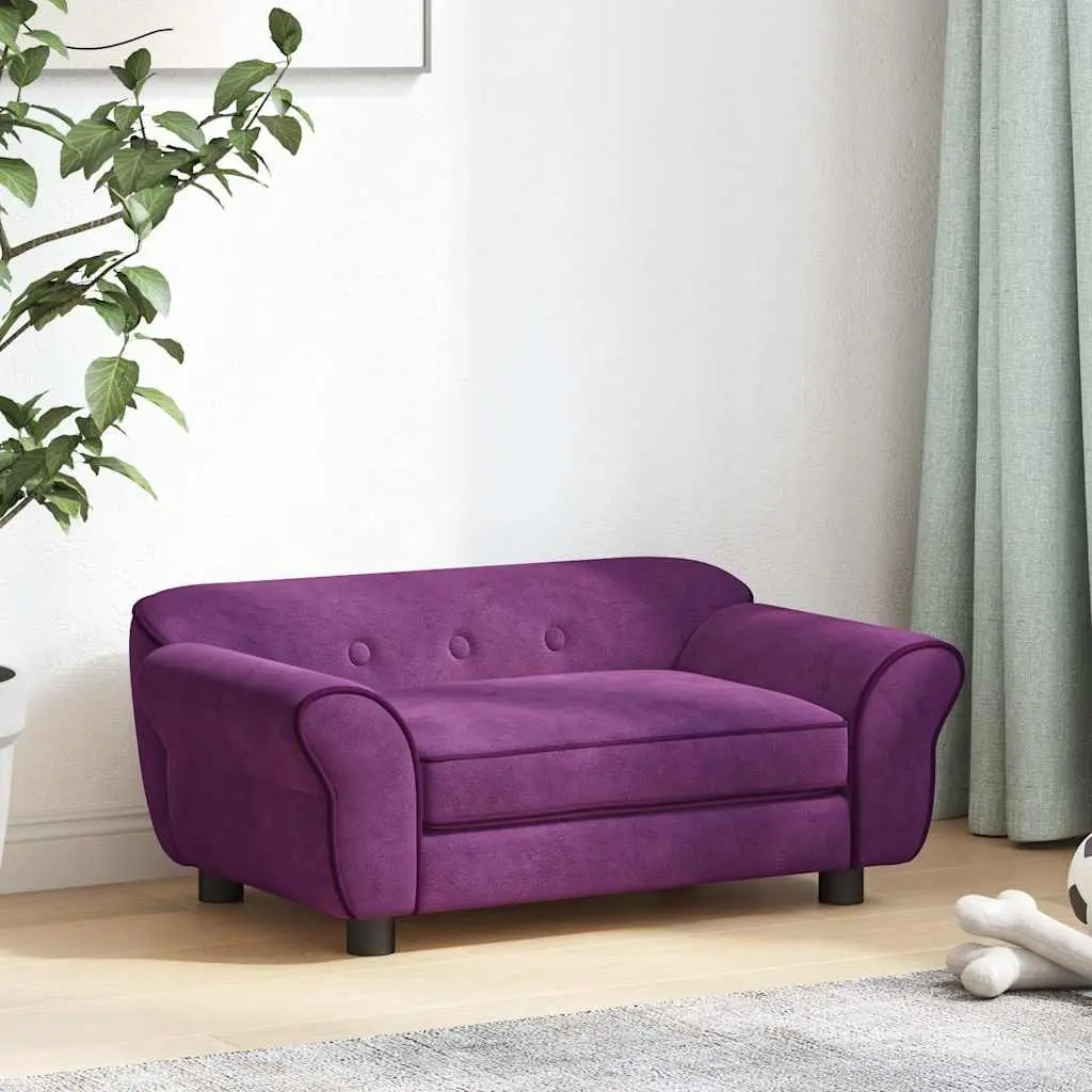 Dog Sofa Plush Cushion Bed for Small Pets Purple 72 x 45 x 30 cm