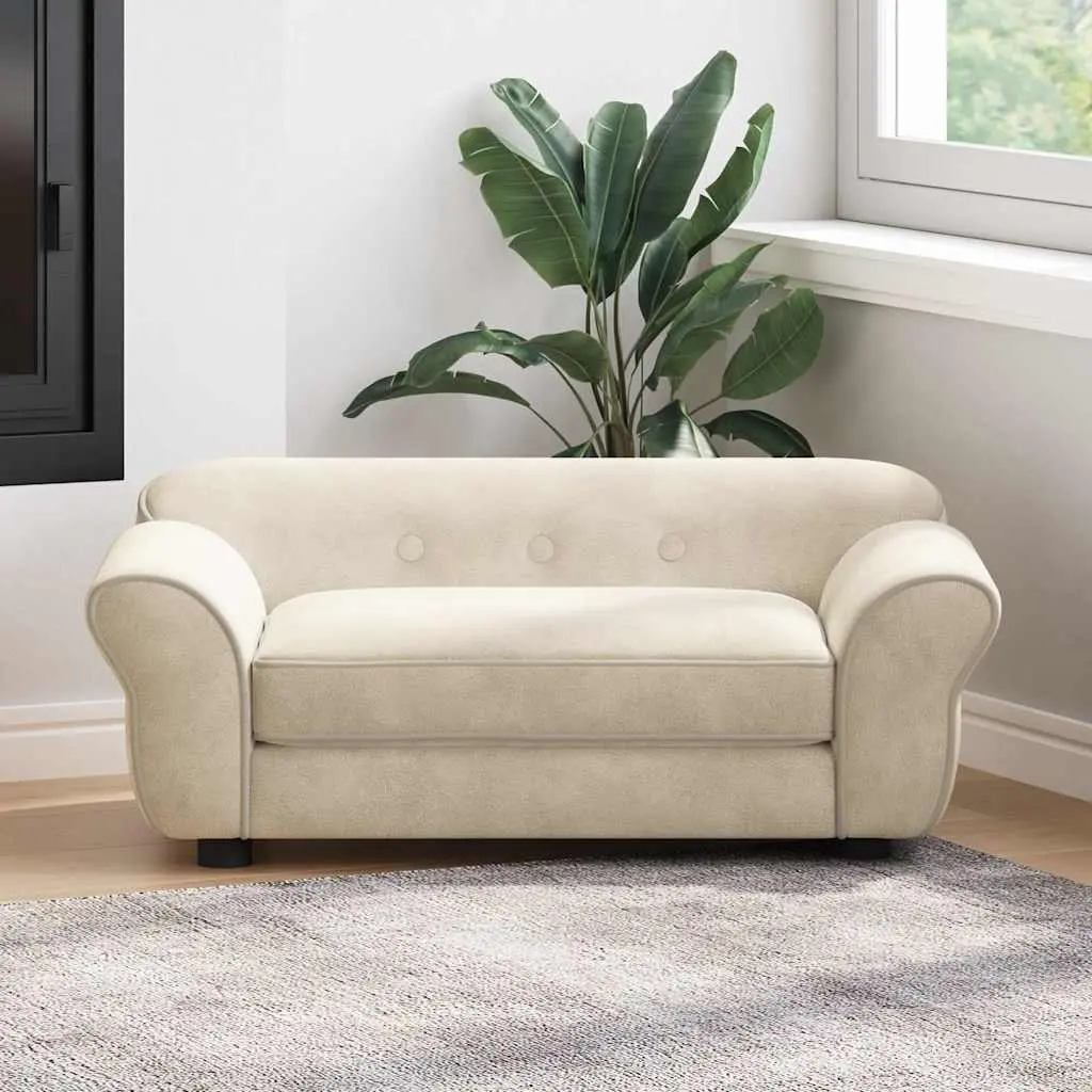 Dog Sofa Plush Cushion Cream Washable Cover Small Animals Cats 72 x 45 x 30 cm