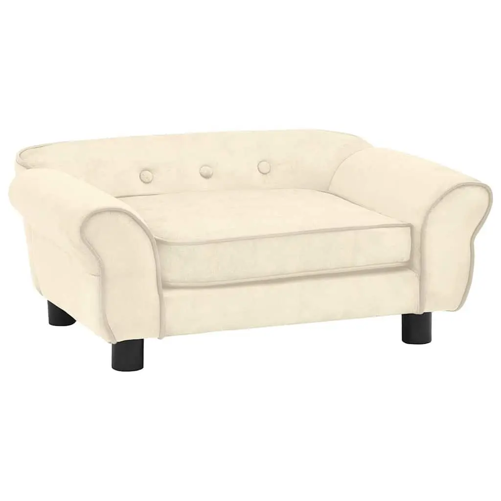 Dog Sofa Plush Cushion Cream Washable Cover Small Animals Cats 72 x 45 x 30 cm