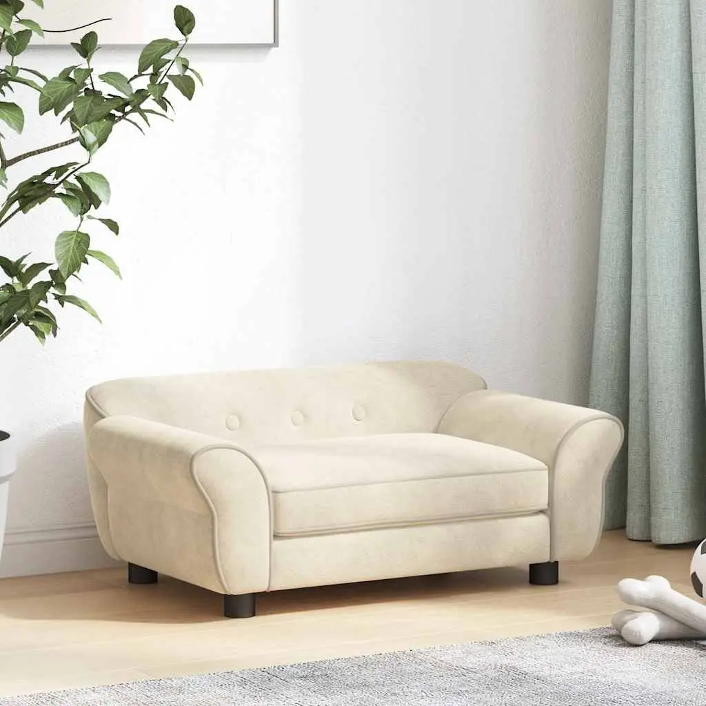 Dog Sofa Plush Cushion Cream Washable Cover Small Animals Cats 72 x 45 x 30 cm
