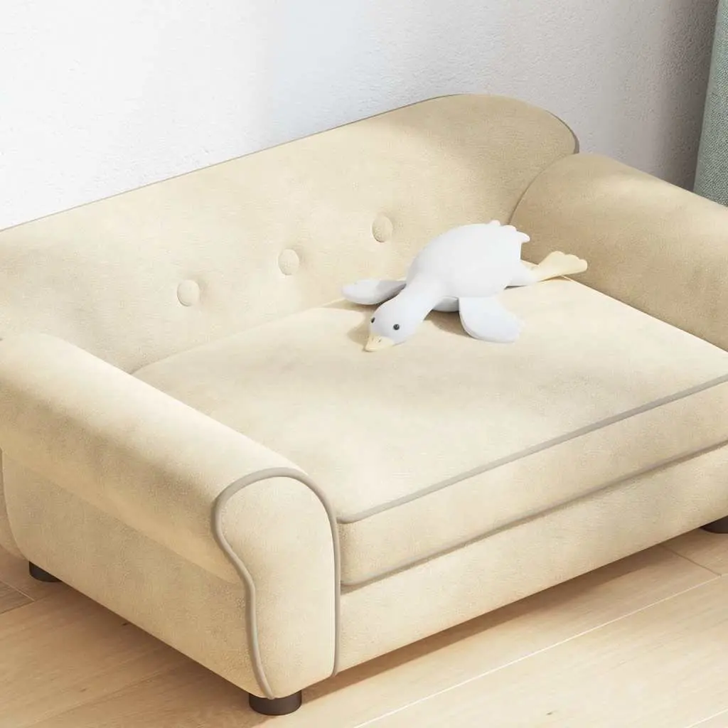 Dog Sofa Plush Cushion Cream Washable Cover Small Animals Cats 72 x 45 x 30 cm
