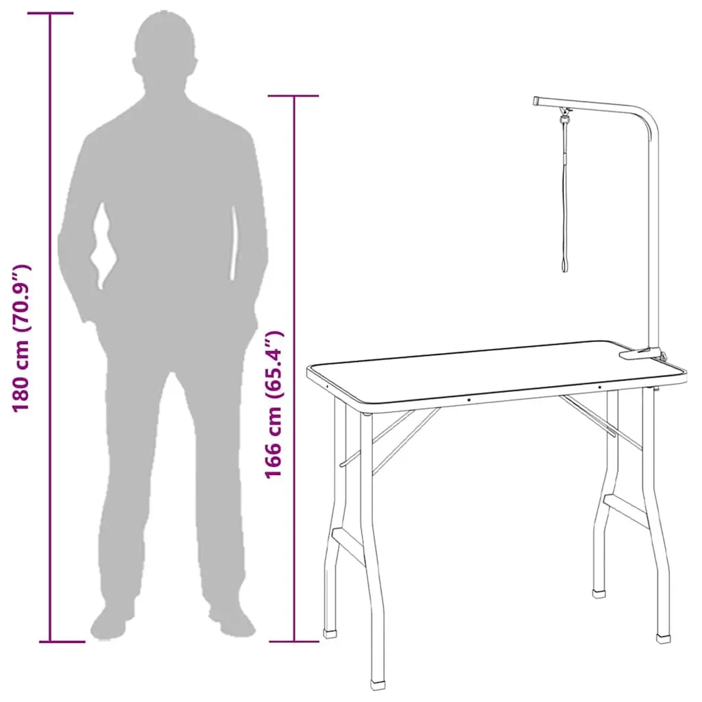 Dog Grooming Table Adjustable Height Stainless Steel Arm Foldable