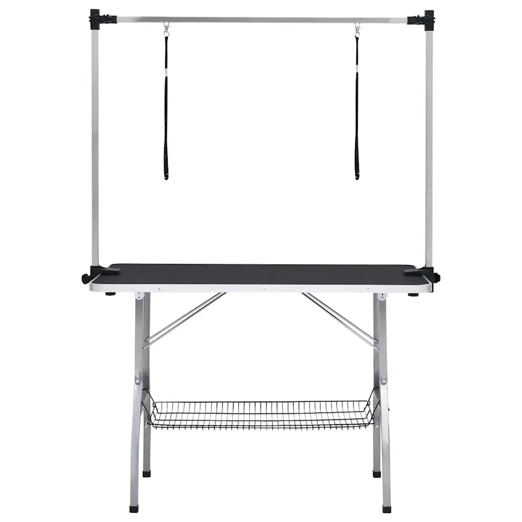 Dog Grooming Table Adjustable Height Foldable with Loops Basket Non-Slip