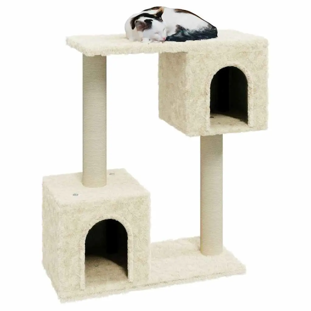 Cat Tree Scratching Posts Cream 60cm Multi-Level Climbing Perch House Platform Rest