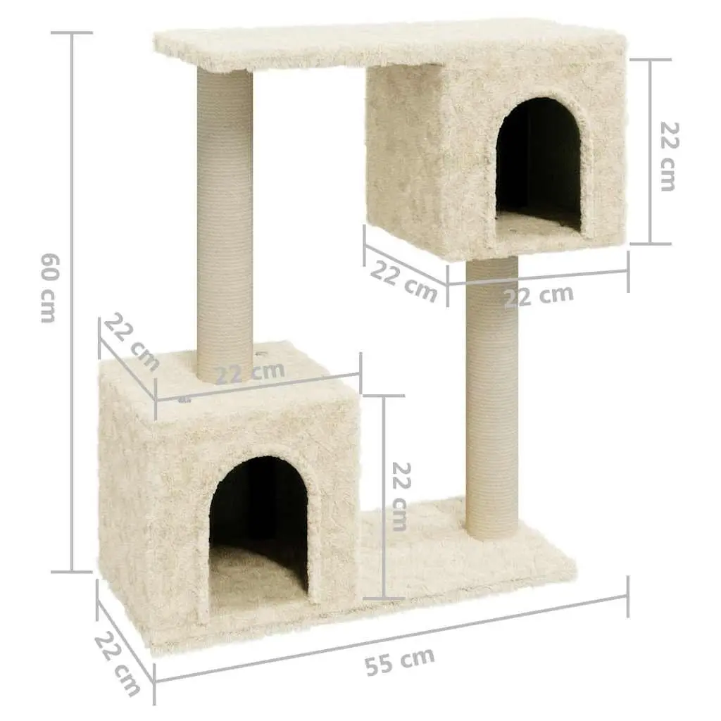 Cat Tree Scratching Posts Cream 60cm Multi-Level Climbing Perch House Platform Rest