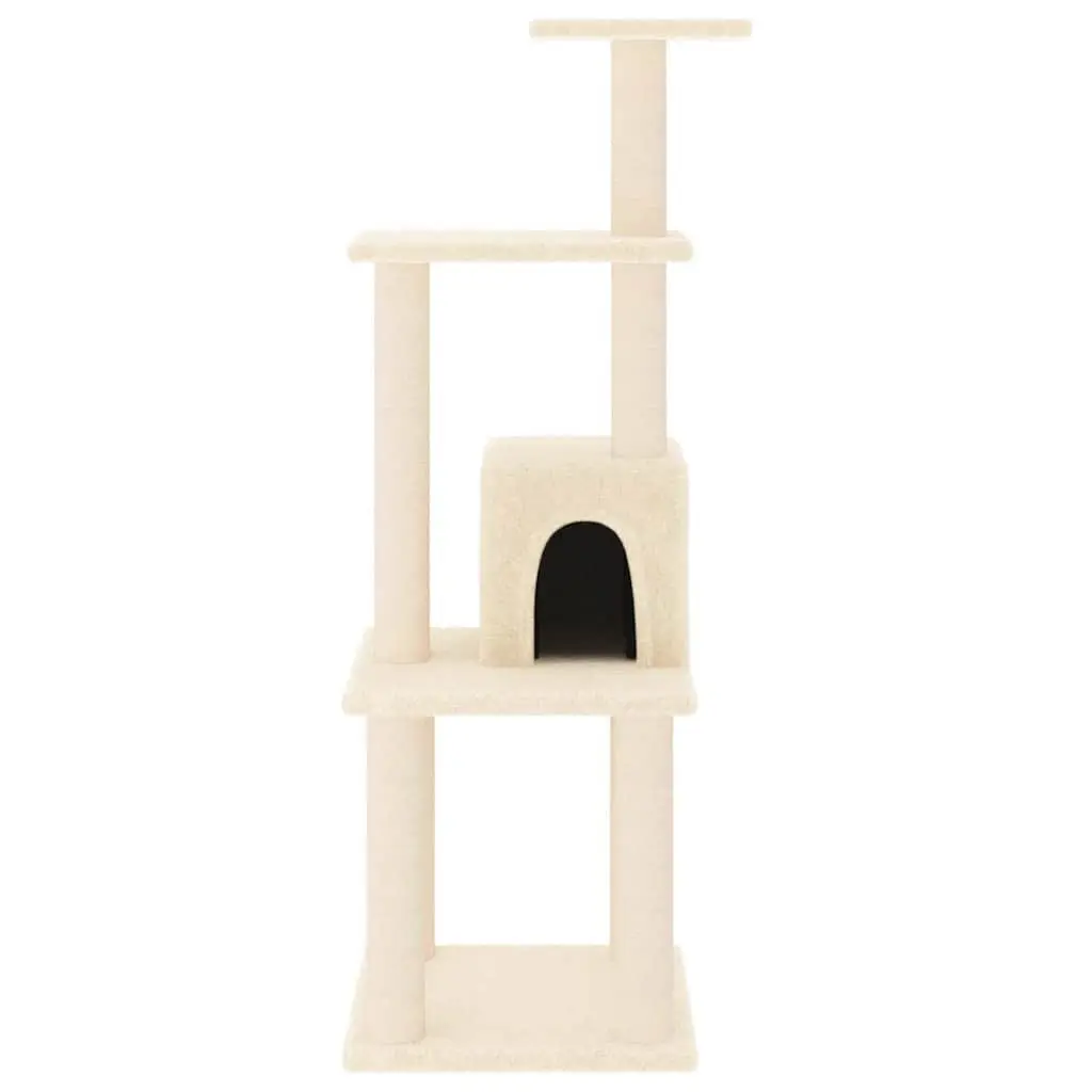 Cat Tree Multi-Level Scratching Post Climbing Activity Centre Perch Rest Cream 105cm