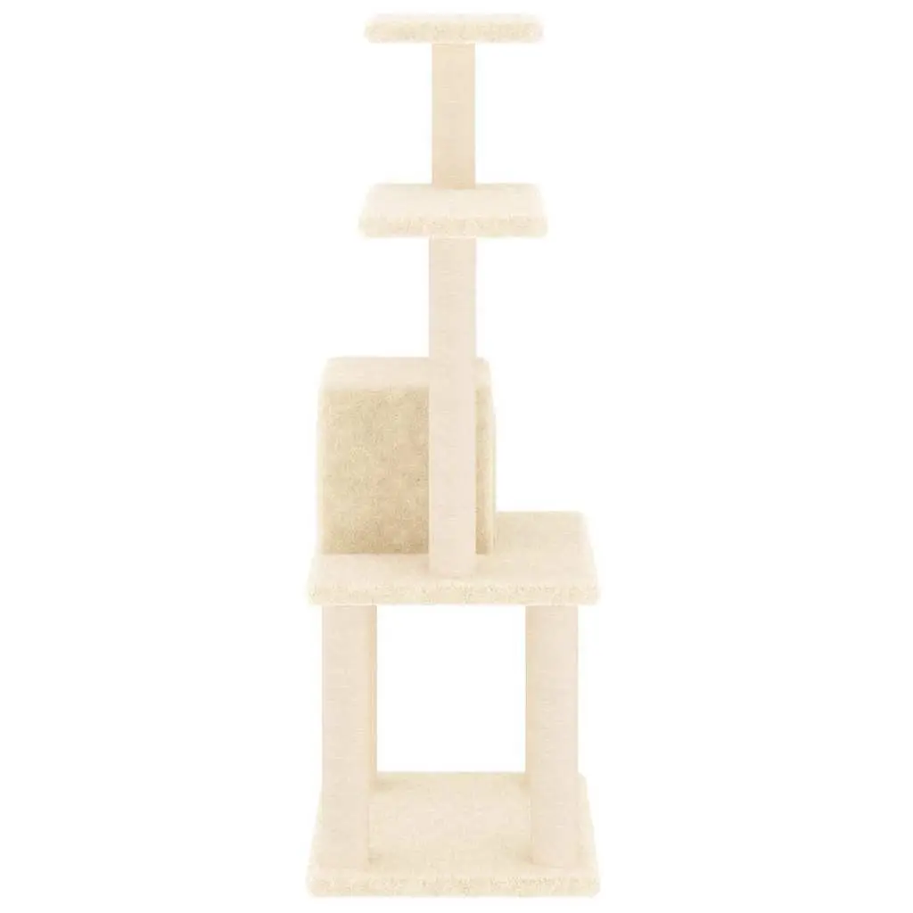 Cat Tree Multi-Level Scratching Post Climbing Activity Centre Perch Rest Cream 105cm