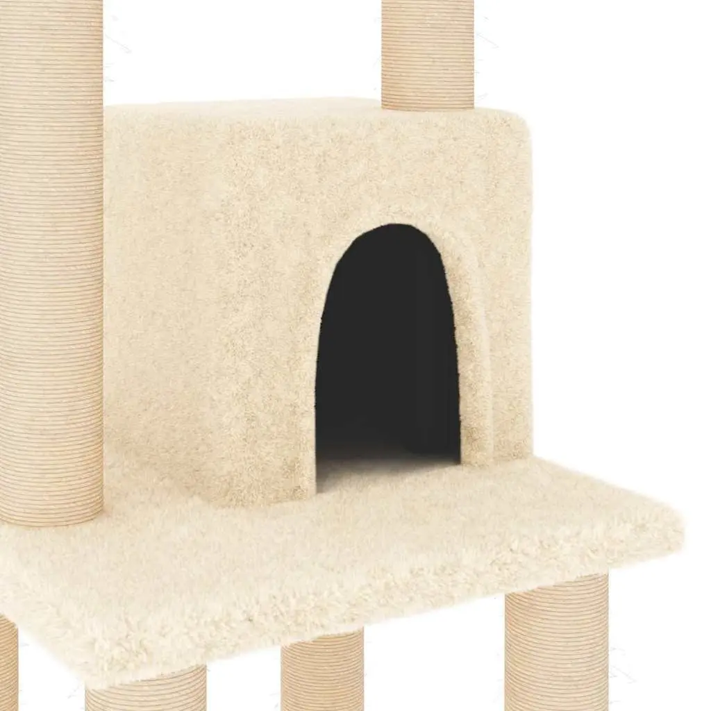 Cat Tree Multi-Level Scratching Post Climbing Activity Centre Perch Rest Cream 105cm