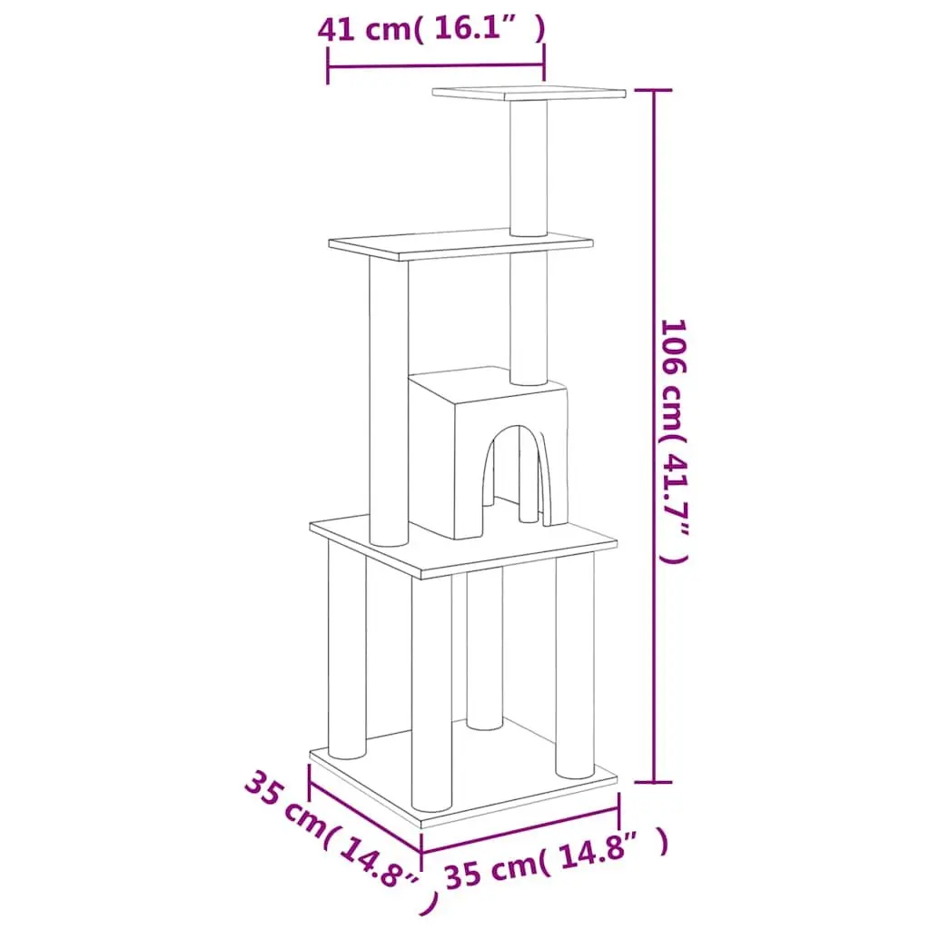 Cat Tree Multi-Level Scratching Post Climbing Activity Centre Perch Rest Cream 105cm