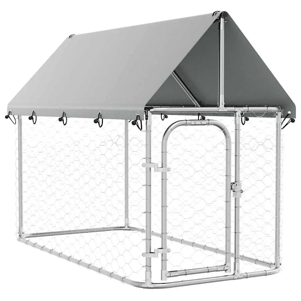 Dog Kennel Outdoor Steel Mesh Run Enclosure with Roof 200x100x150 cm