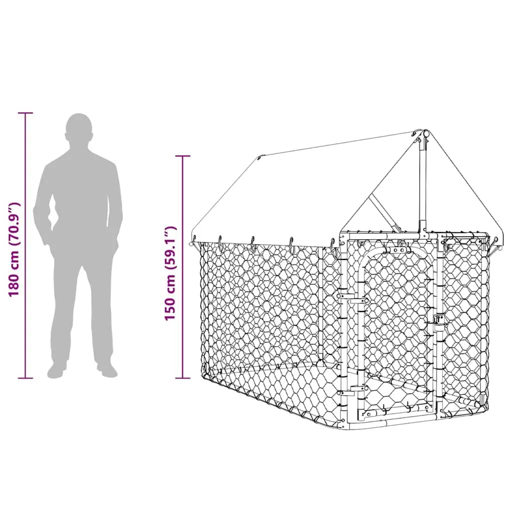 Dog Kennel Outdoor Steel Mesh Run Enclosure with Roof 200x100x150 cm