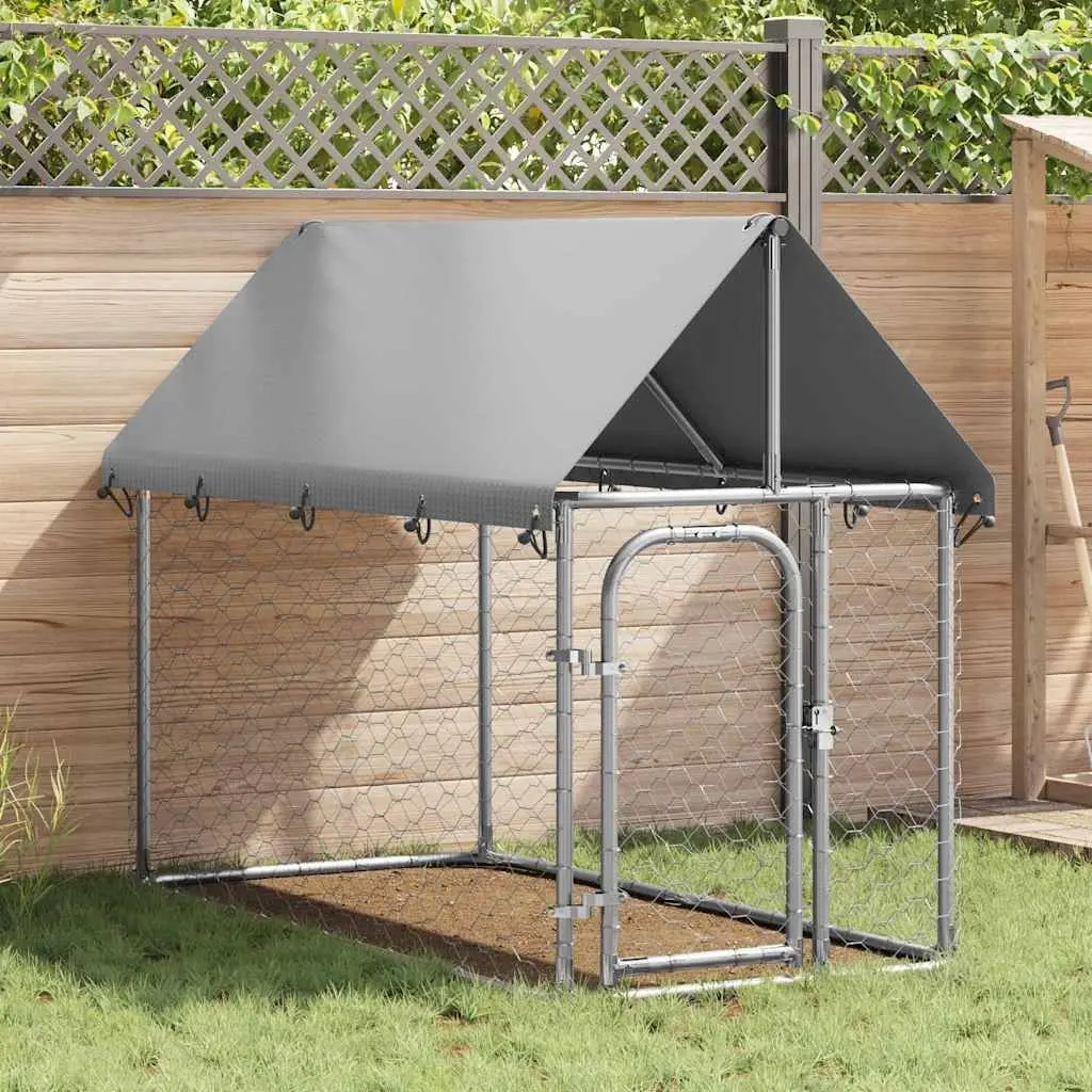 Dog Kennel Outdoor Steel Mesh Run Enclosure with Roof 200x100x150 cm