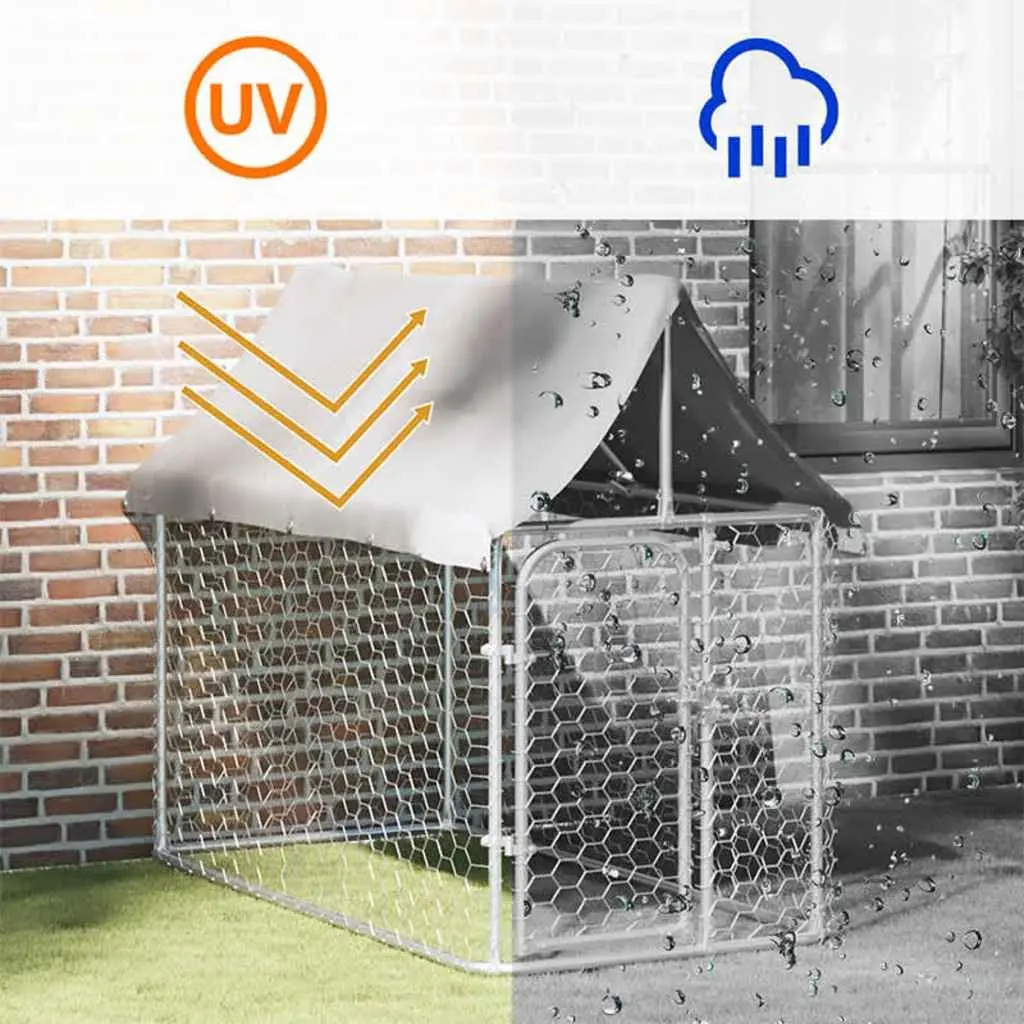 Dog Kennel Outdoor Steel Mesh Run Enclosure with Roof 200x100x150 cm