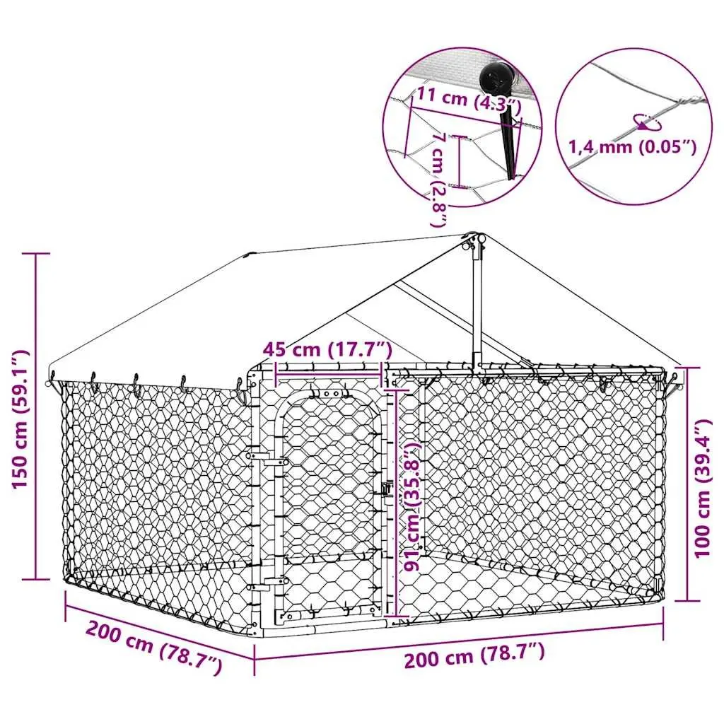 Outdoor Dog Kennel Sturdy Steel Frame with Roof Large Pen Run Enclosure Silver