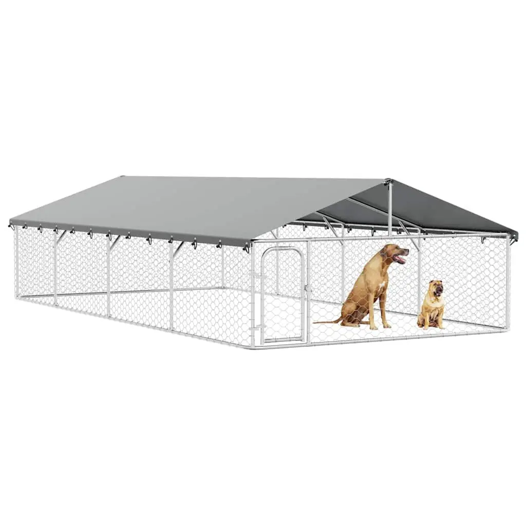 Dog Kennel Outdoor Silver Sturdy Steel Mesh Run Enclosure 600 x 300 x 150 cm