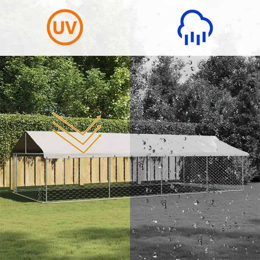 Dog Kennel Outdoor Silver Sturdy Steel Mesh Run Enclosure 600 x 300 x 150 cm