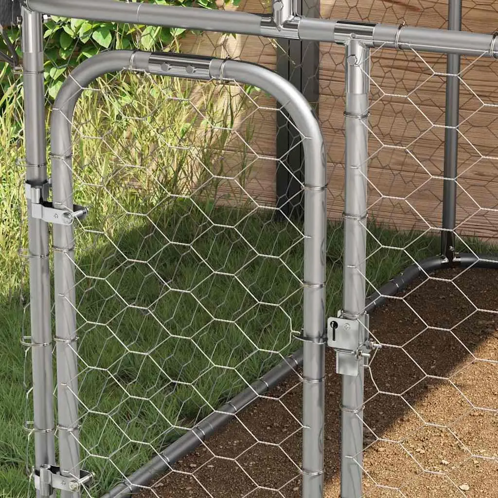 Dog Kennel Outdoor Silver Sturdy Steel Mesh Run Enclosure 600 x 300 x 150 cm