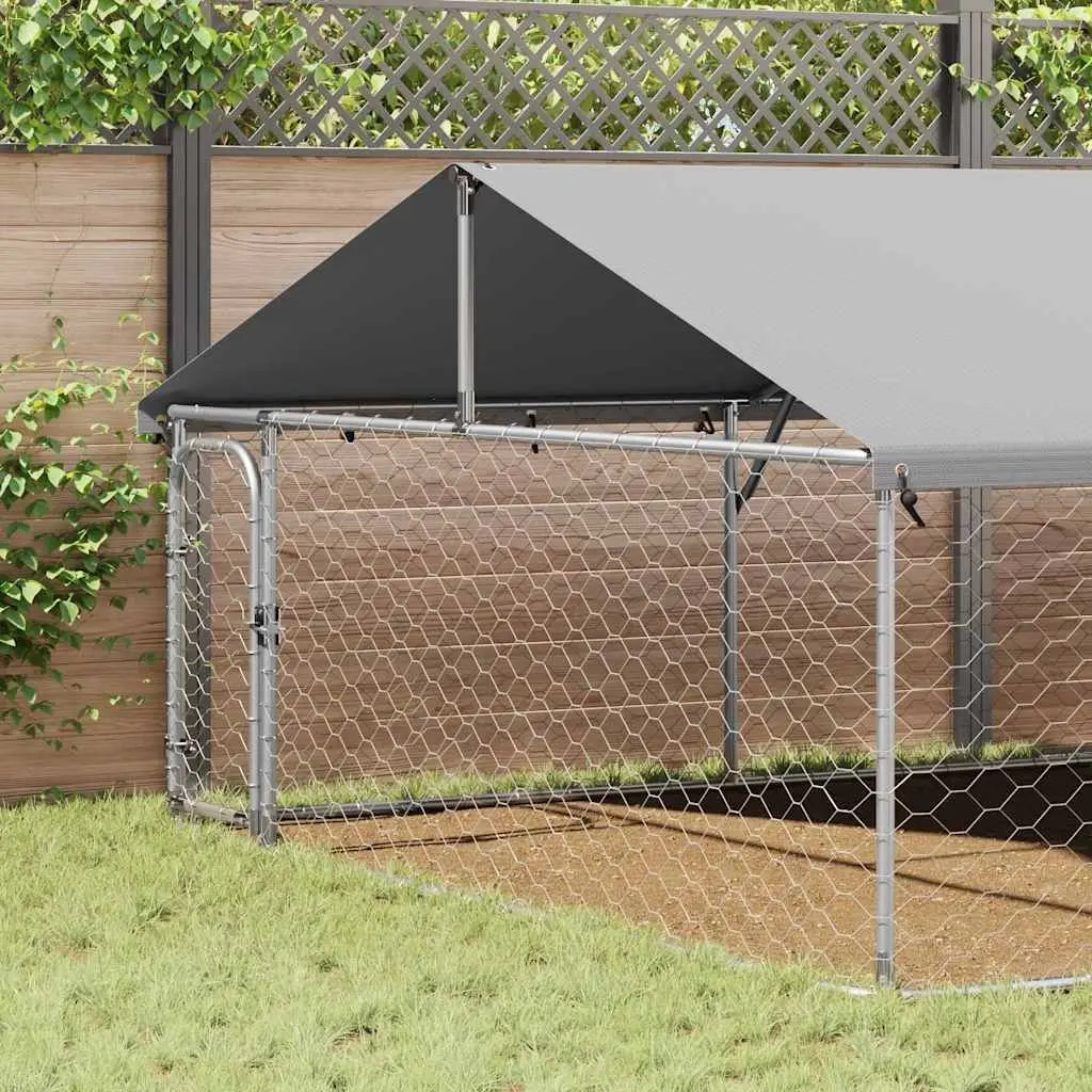 Dog Kennel Outdoor Silver Sturdy Steel Mesh Run Enclosure 600 x 300 x 150 cm