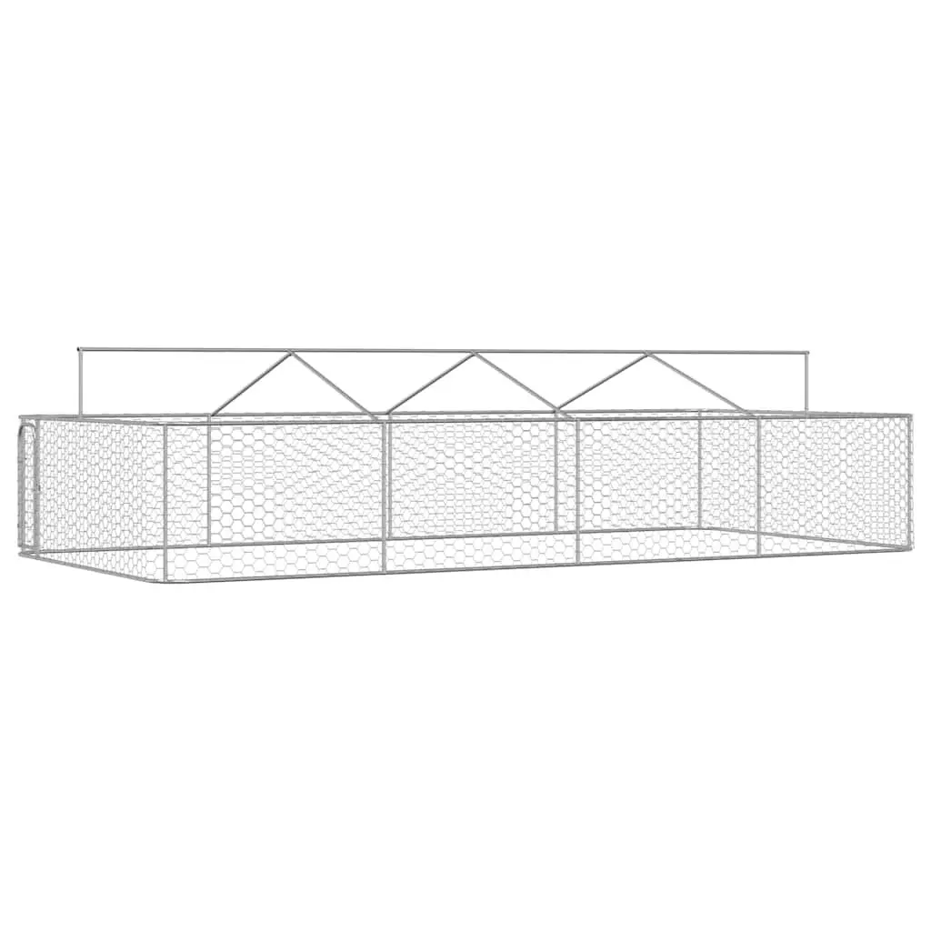 Dog Kennel Outdoor Silver Sturdy Steel Mesh Run Enclosure 600 x 300 x 150 cm