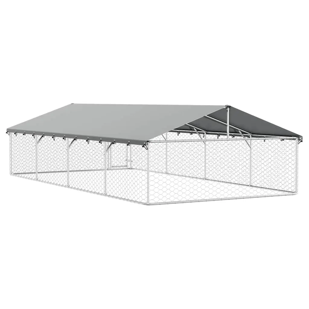 Dog Kennel Outdoor Silver Sturdy Steel Mesh Run Enclosure 600 x 300 x 150 cm
