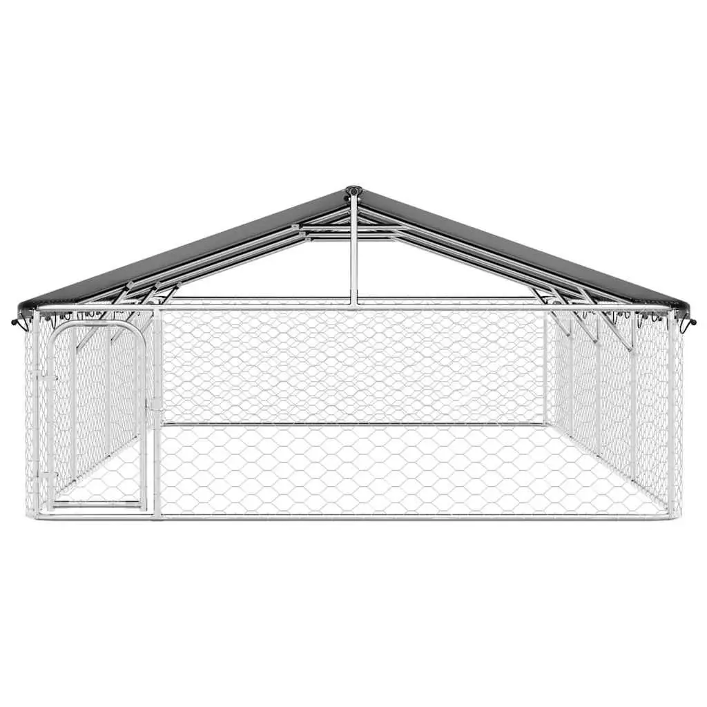 Dog Kennel Outdoor Silver Sturdy Steel Mesh Run Enclosure 600 x 300 x 150 cm