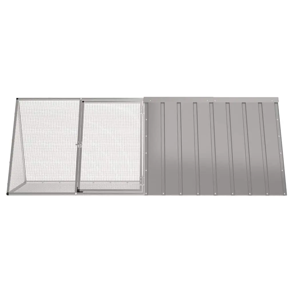 Rabbit Cage Galvanised Steel Outdoor Hutch Grey 201.5 x 80.5 x 71 cm