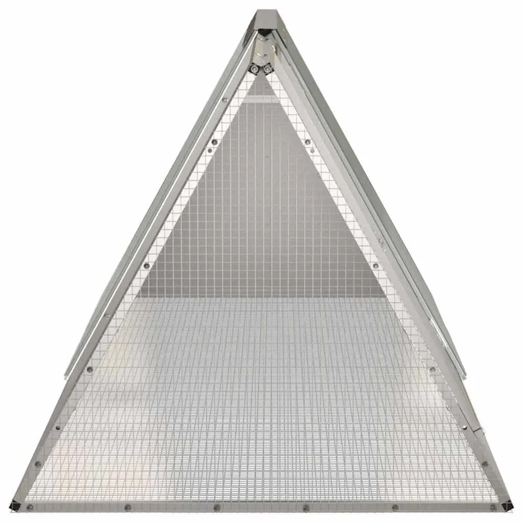 Rabbit Cage Galvanised Steel Outdoor Hutch Grey 201.5 x 80.5 x 71 cm