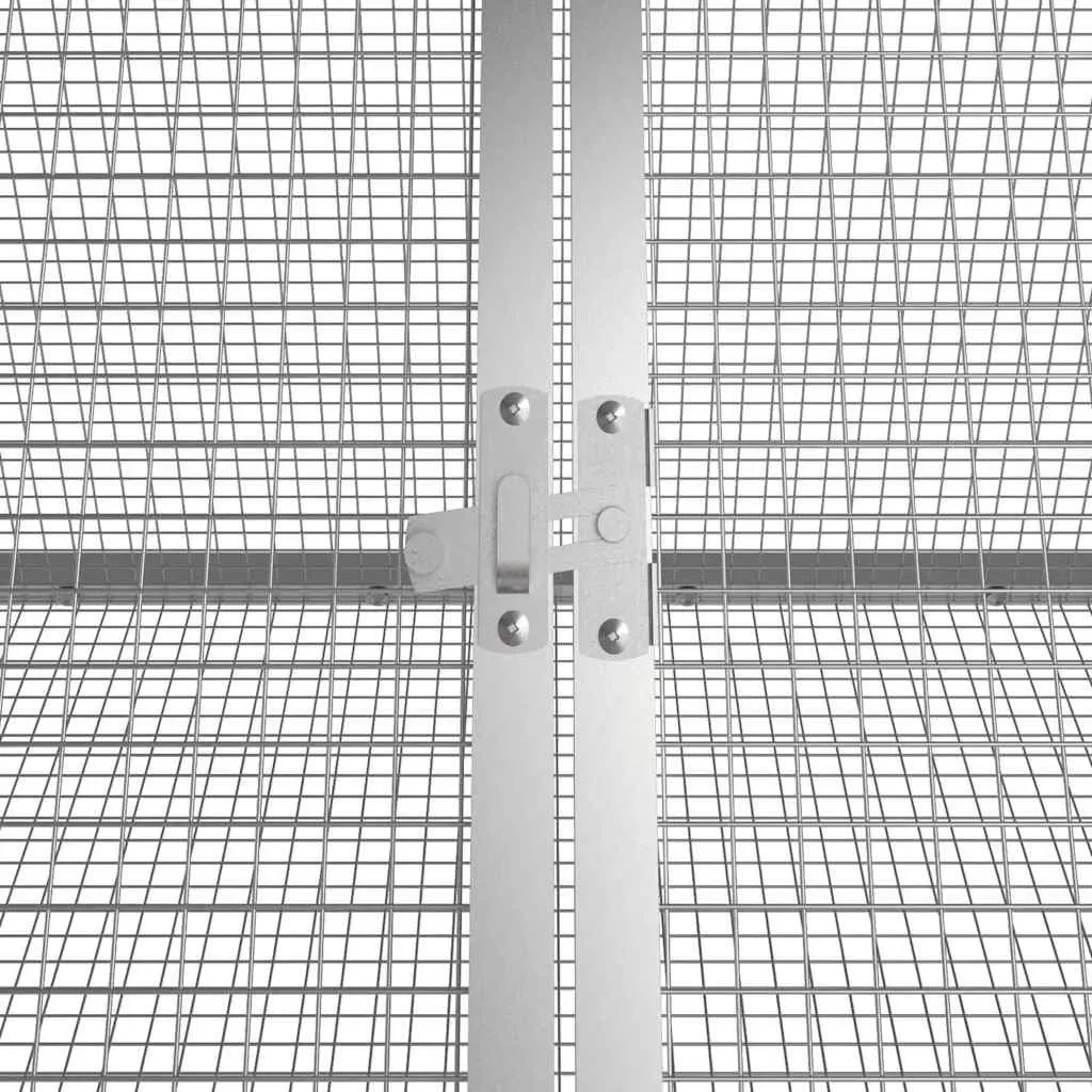 Rabbit Cage Galvanised Steel Outdoor Hutch Grey 201.5 x 80.5 x 71 cm