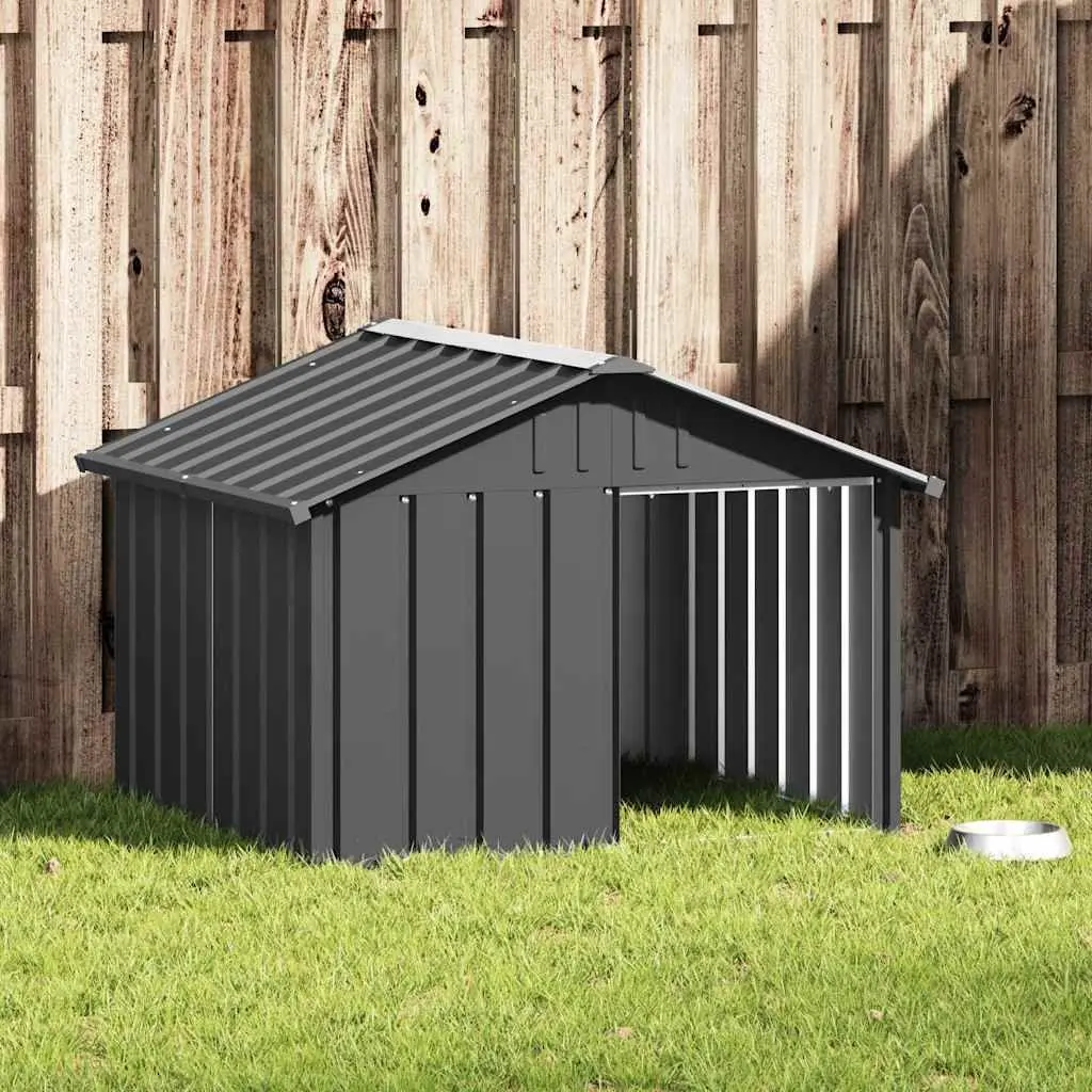Dog Kennel Galvanised Steel Outdoor Shelter Anthracite 116.5 x 103 x 81.5 cm