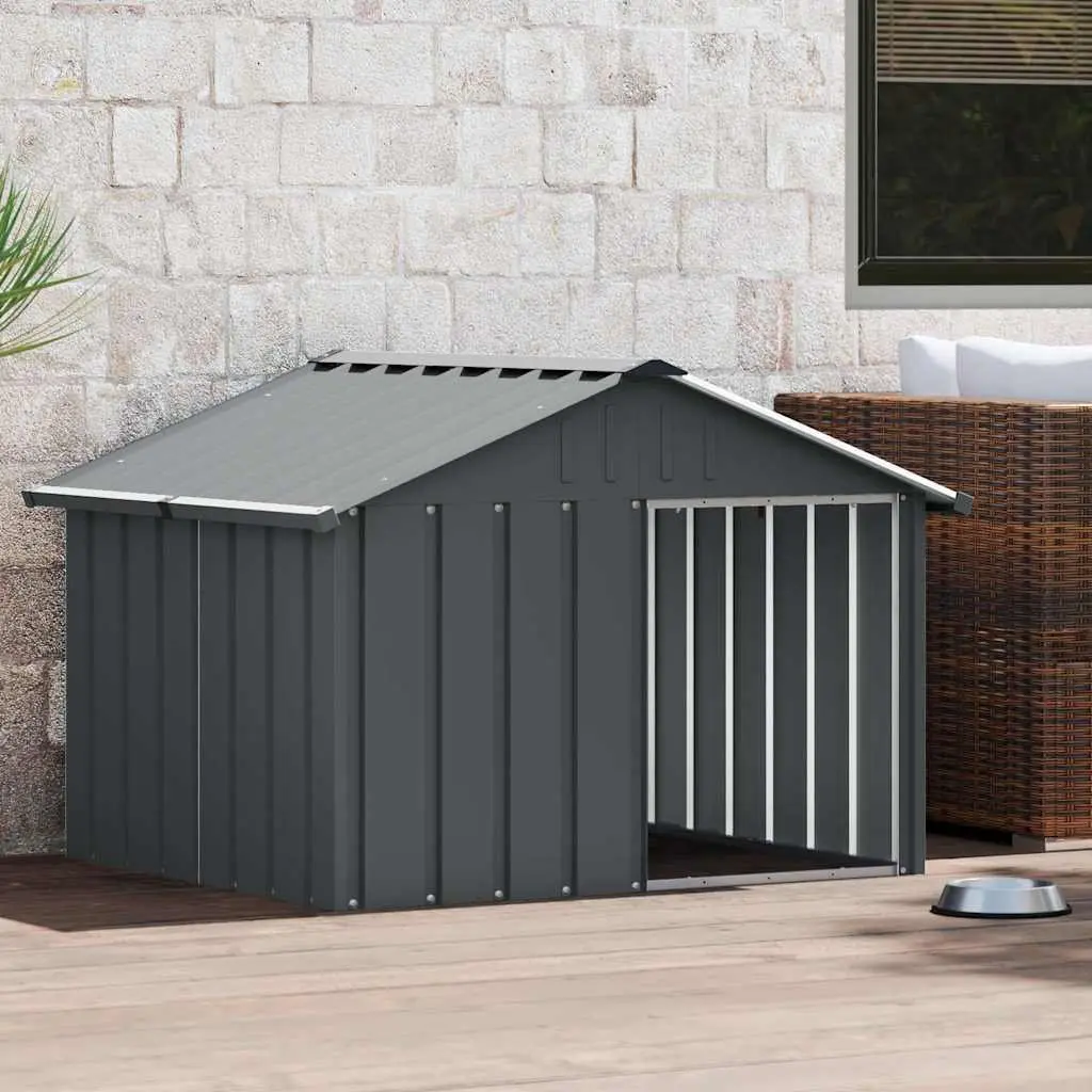 Dog Kennel Galvanised Steel Outdoor Shelter Anthracite 116.5 x 103 x 81.5 cm