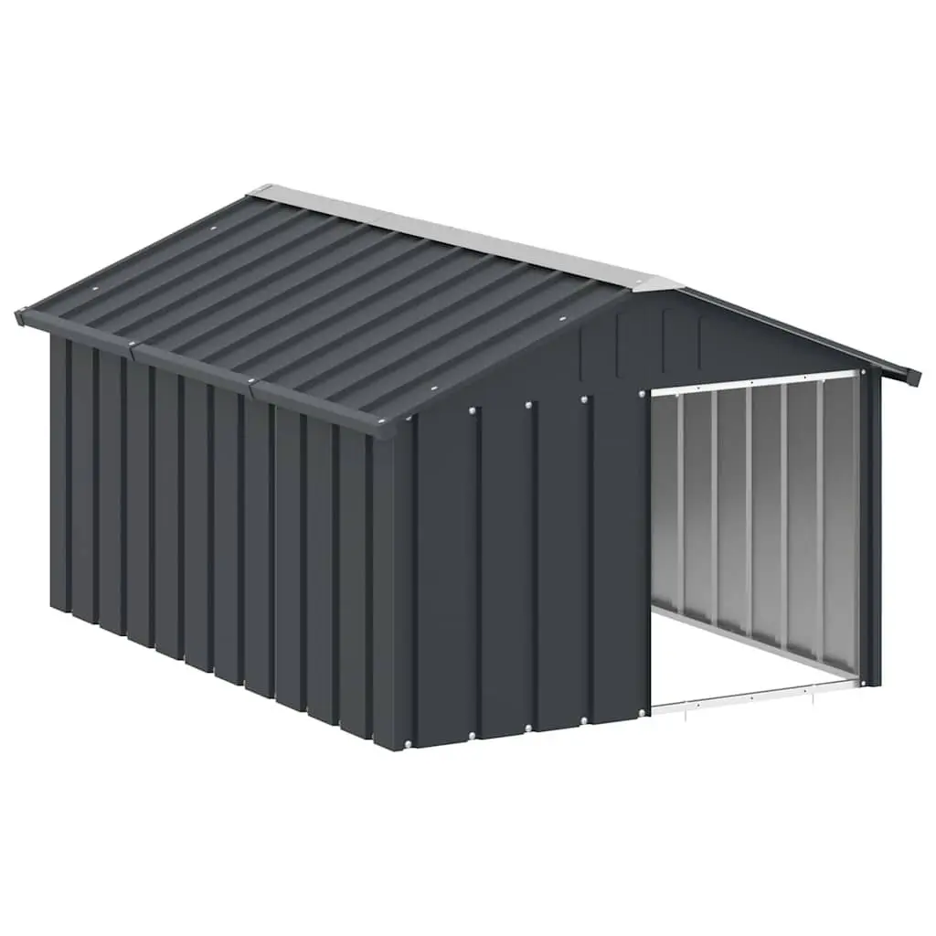 Dog House Outdoor Kennel Shelter Galvanised Steel Anthracite 116.5 x 153 x 81.5 cm