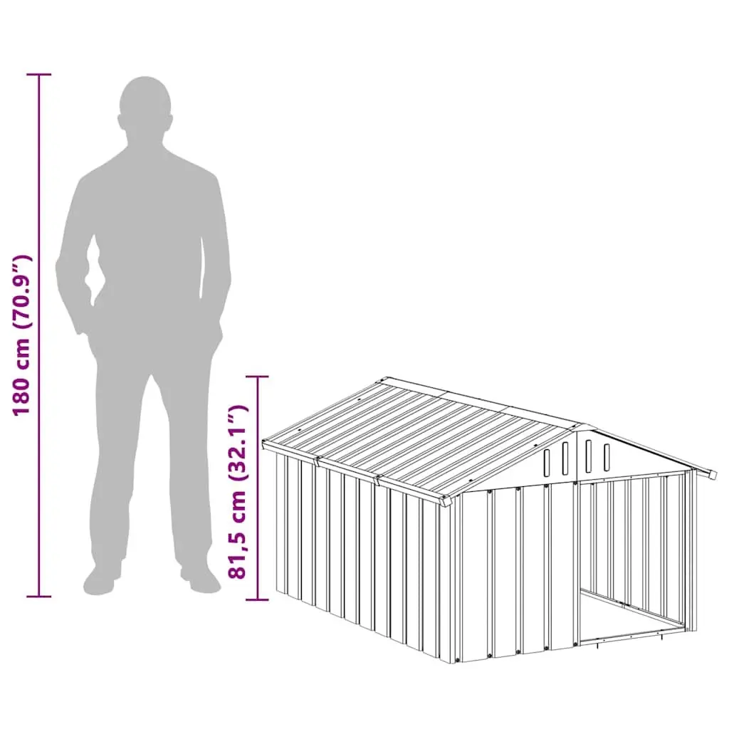 Dog House Outdoor Kennel Shelter Galvanised Steel Anthracite 116.5 x 153 x 81.5 cm