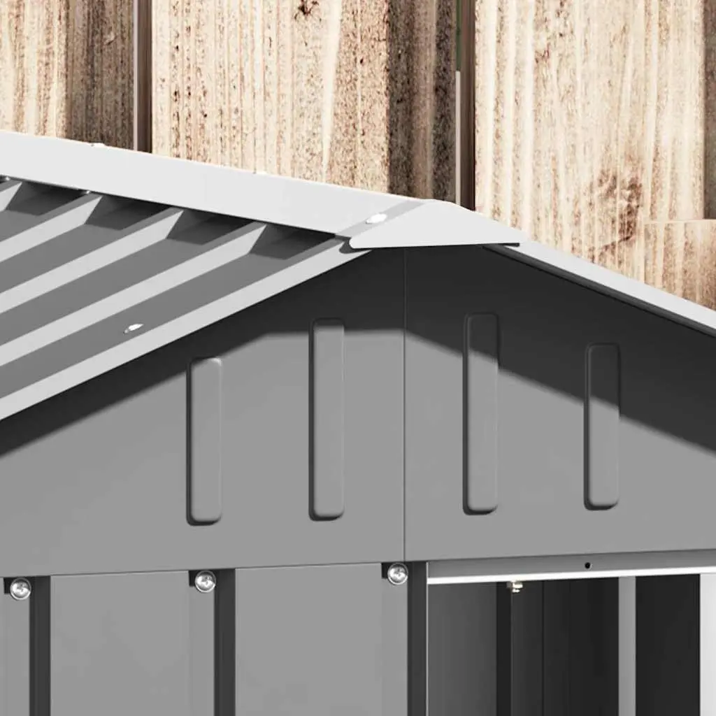 Dog House Grey Outdoor Kennel Shelter Galvanised Steel 116.5 x 103 x 81.5 cm