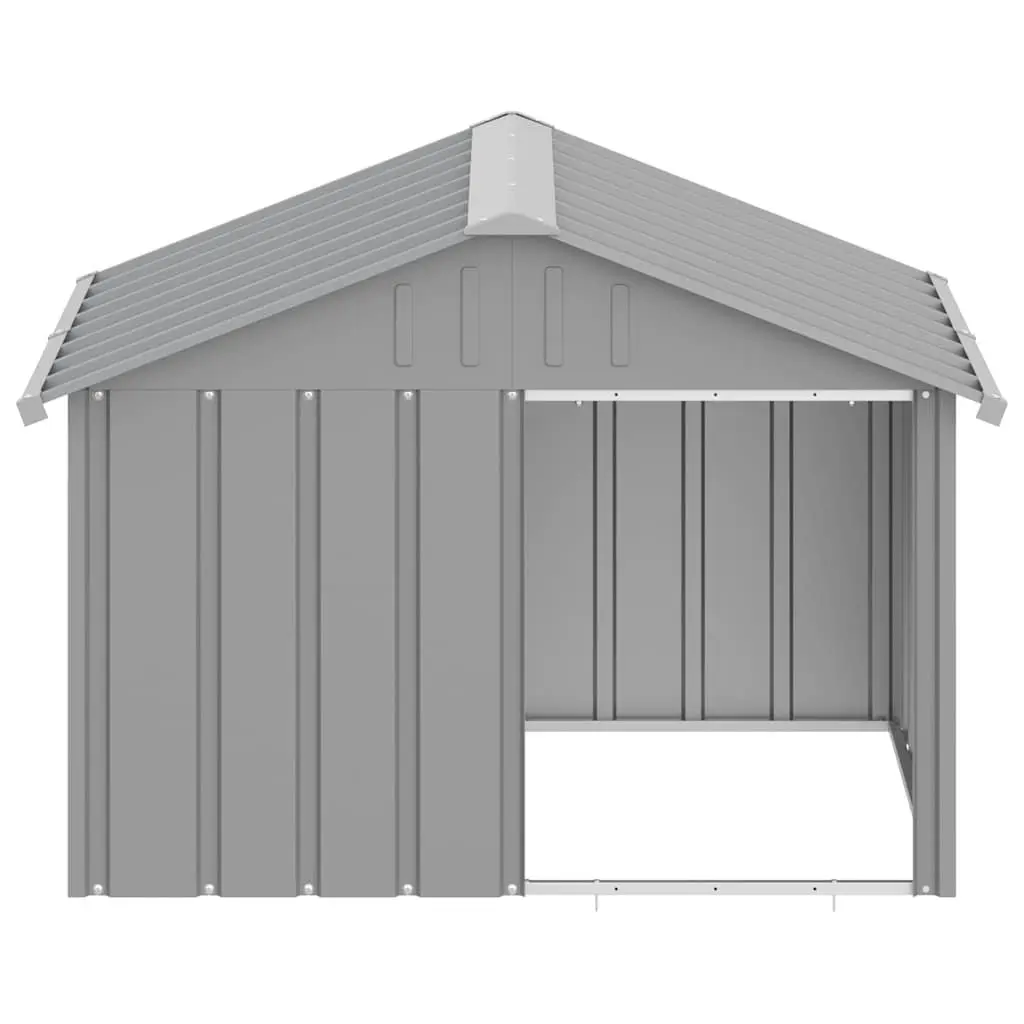 Dog House Grey Outdoor Kennel Shelter Galvanised Steel 116.5 x 103 x 81.5 cm