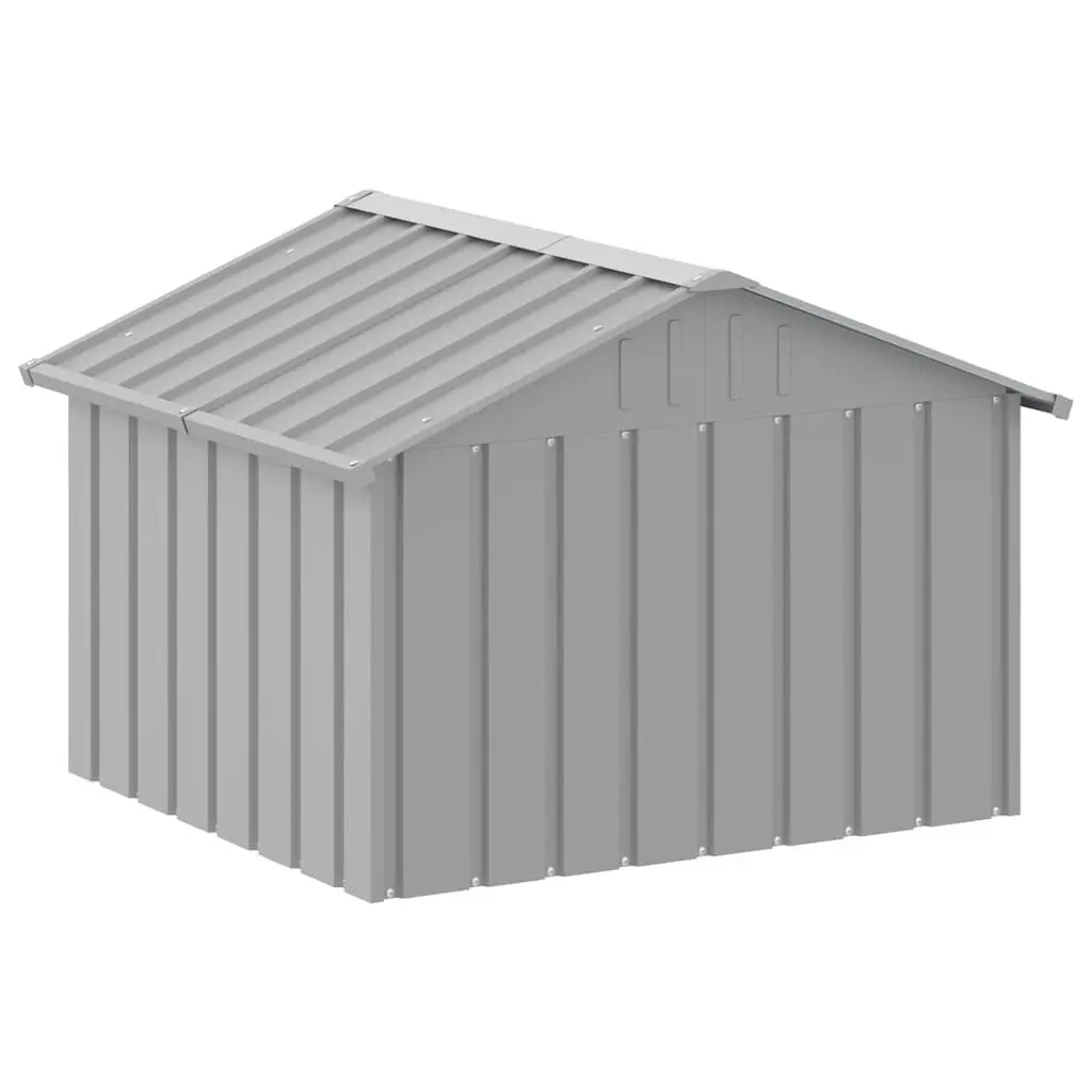 Dog House Grey Outdoor Kennel Shelter Galvanised Steel 116.5 x 103 x 81.5 cm
