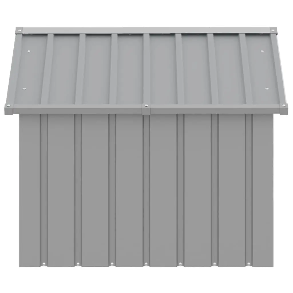 Dog House Grey Outdoor Kennel Shelter Galvanised Steel 116.5 x 103 x 81.5 cm