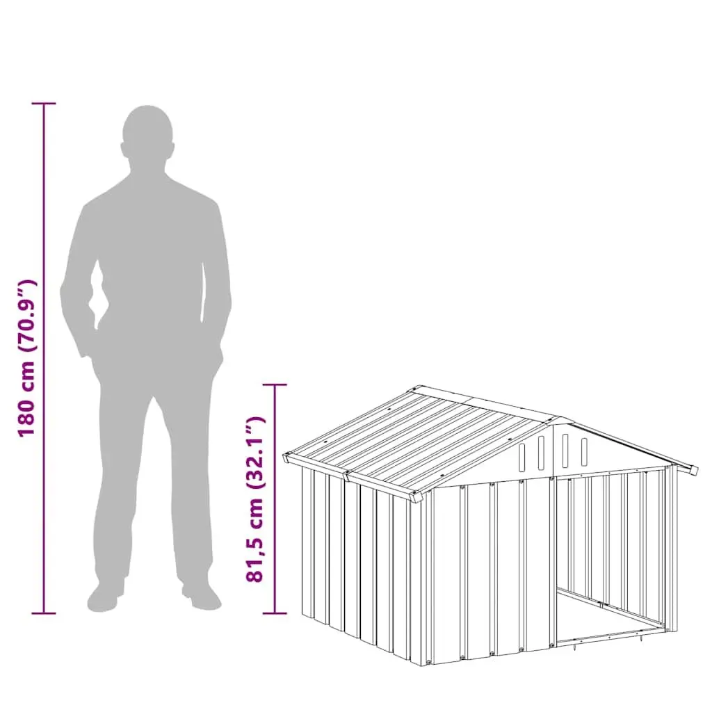 Dog House Grey Outdoor Kennel Shelter Galvanised Steel 116.5 x 103 x 81.5 cm