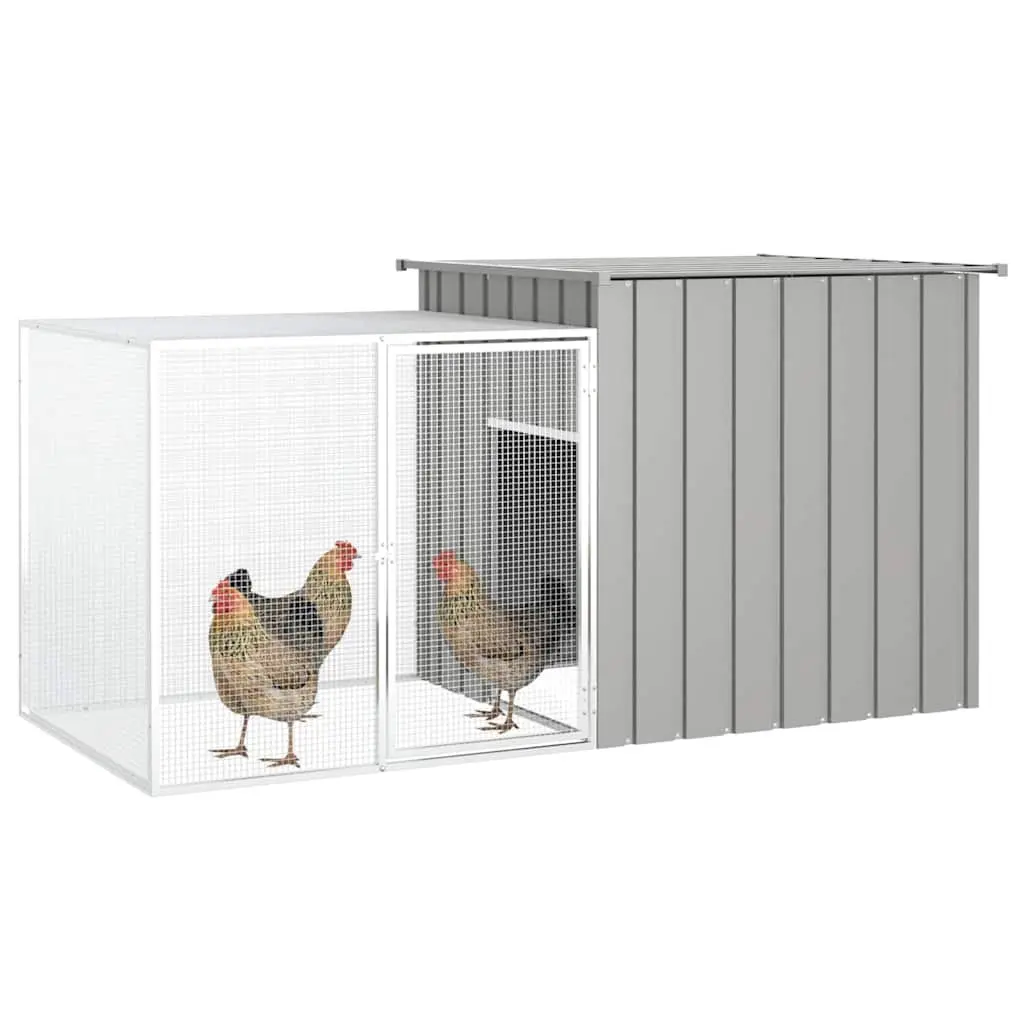 Galvanised Steel Chicken Cage Outdoor Run House for Small Animals Grey 200x91x100cm