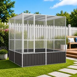 Bird Cage Aviary Large Outdoor Play Exercise Galvanised Steel Anthracite 213.5cm