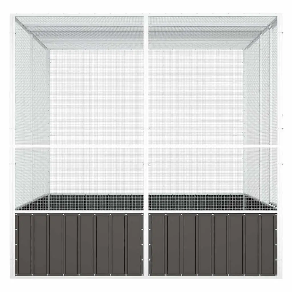 Large Outdoor Bird Cage Galvanised Steel Anthracite 213.5cm with Exercise Space and Secure Lockable Door