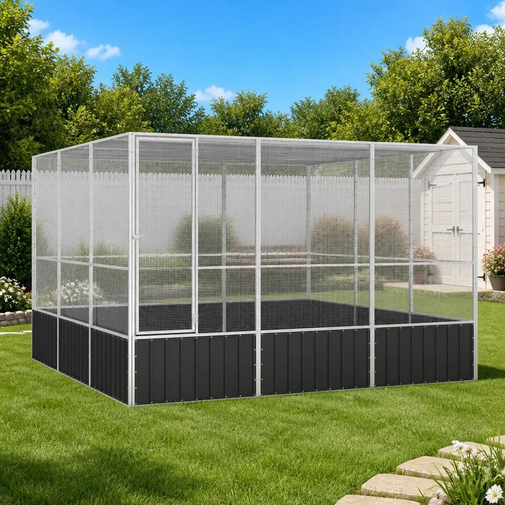 Bird Cage Large Anthracite Outdoor Aviary Galvanised Steel Frame Ventilated