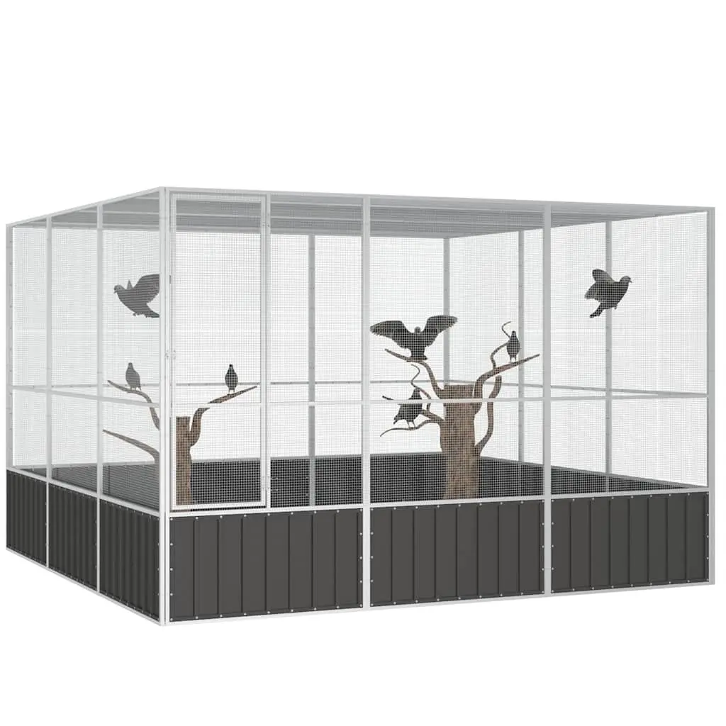 Bird Cage Large Anthracite Outdoor Aviary Galvanised Steel Frame Ventilated