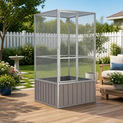 Bird Cage Grey Large Aviary Galvanised Steel Frame Outdoor Indoor Play Exercise