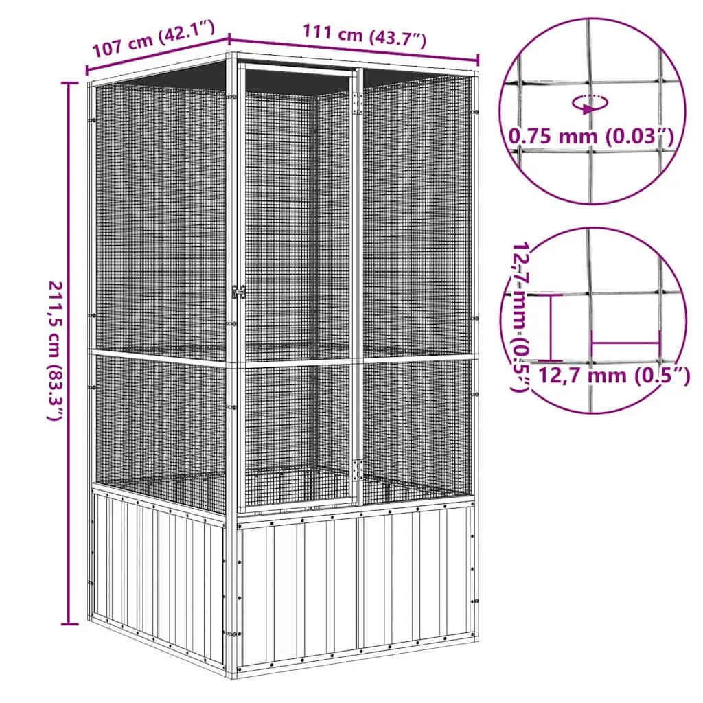 Bird Cage Grey Large Aviary Galvanised Steel Frame