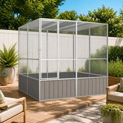 Friendly Grey Bird Cage - Perfect for Your Birds