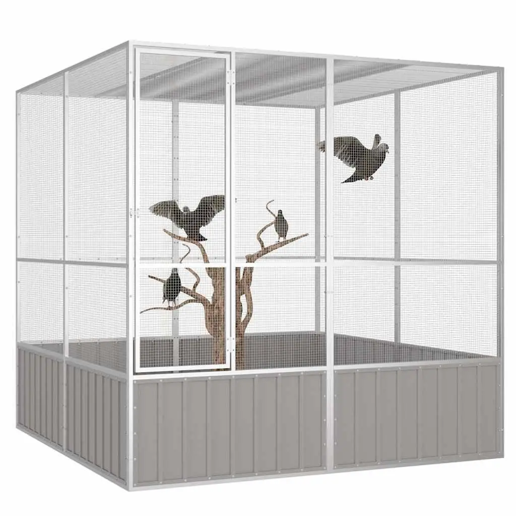 Bird Cage Grey Large Galvanised Steel Frame Outdoor Indoor