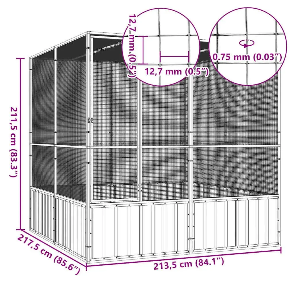 Bird Cage Grey Large Galvanised Steel Frame Outdoor Indoor