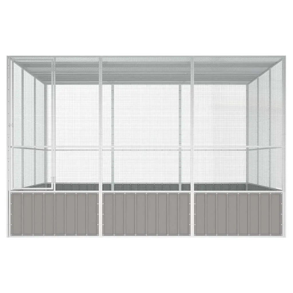 Bird Cage Grey Large Aviary Galvanised Steel Frame Outdoor Play Exercise